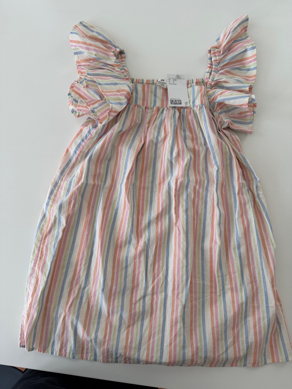 H&M Pastel Rainbow Striped Dress with Gold Threading